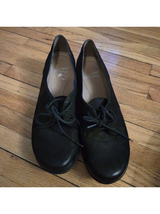 Dansko Shoes - Dansko Fallon Black Leather Lace-Up Oxford Shoes Size 39 EU Cushioned Insoles